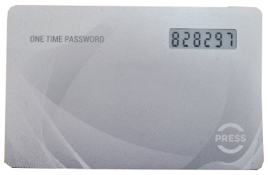 VC-200e 60-second card token (credit card size).