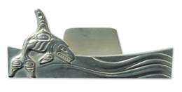 Business Card Holder, Pewter Whale