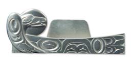 Business Card Holder, Pewter Raven