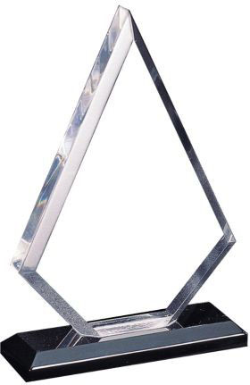 Trophy, Diamond, Clear on Black Base, Small