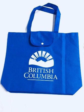 Blue folding Reusable Bag with BC ID Logo