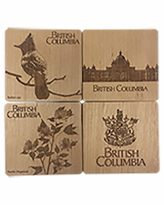 A Coasters, Alder Wood Set Of Four