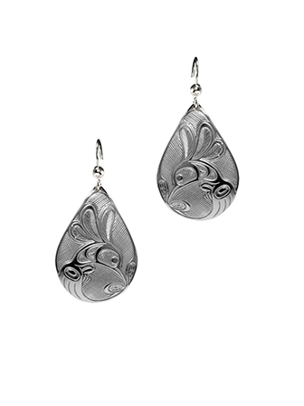 A Hummingbird Silver Pewter Teardrop Earrings