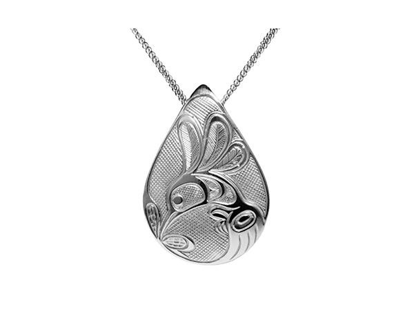 A Hummingbird Silver Pewter Teardrop Pendant