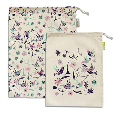 A Produce Reusable Bags, Hummingbird, Set of 2