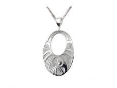 A Raven Wings, Silver Pewter Oval Pendant