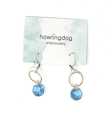 HD, Hoop Earrings, Blue Crystal