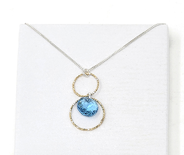 HD, Hoop Necklace, Blue Crystal