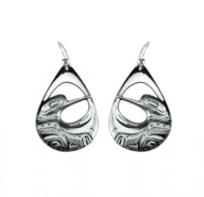 A, Hummingbird, Earrings, Silver, Pewter