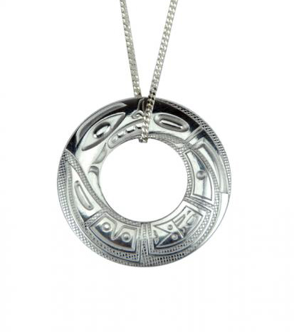 A Chilkat, Pendant, Silver, Pewter