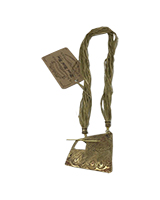 MMM, Indian Brass Pendant, Olive Green Silk