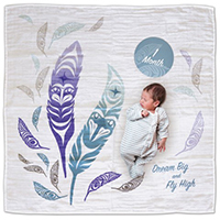 Baby Blanket with Milestones, Feather