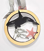 Ornament, Wood, Orca with Starfish