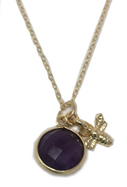 HD, Gold Tone Bee, Amethyst, Pendant