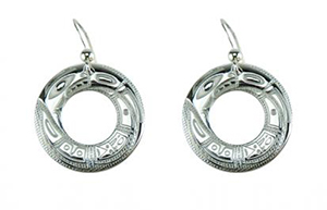 A, Chilkat, Earrings, Silver, Pewter